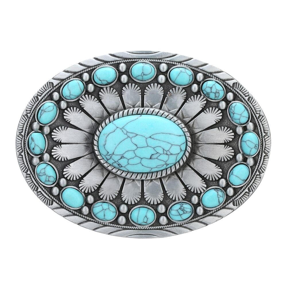 3197 Western Belt Buckle Vintage Cowboy Rodeo Turquoise Belt Buckles